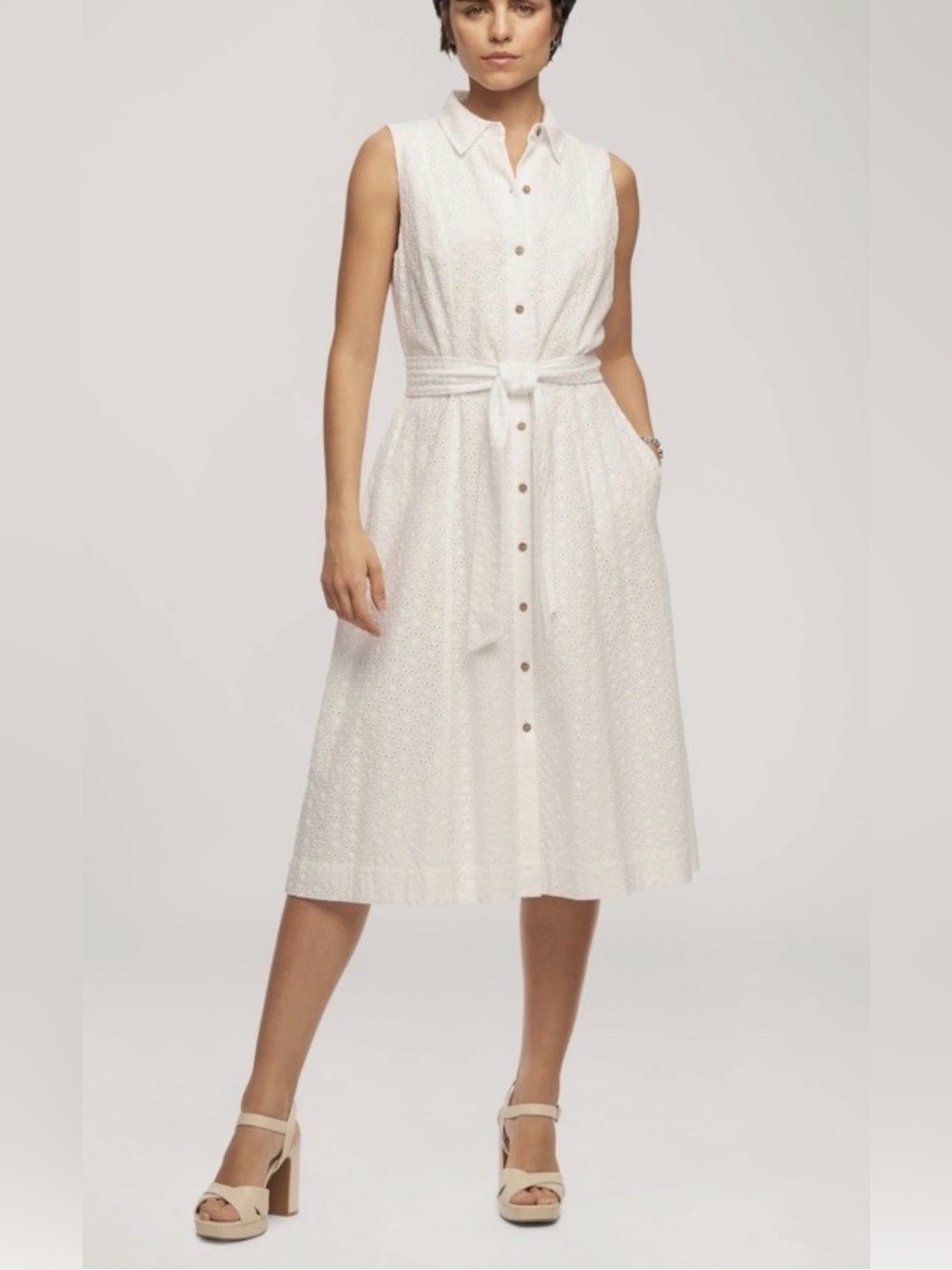 Anne Klein White Eyelet Midi Dress